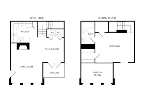 Floor plan for 1 bed, 1 bath, 742 sqft